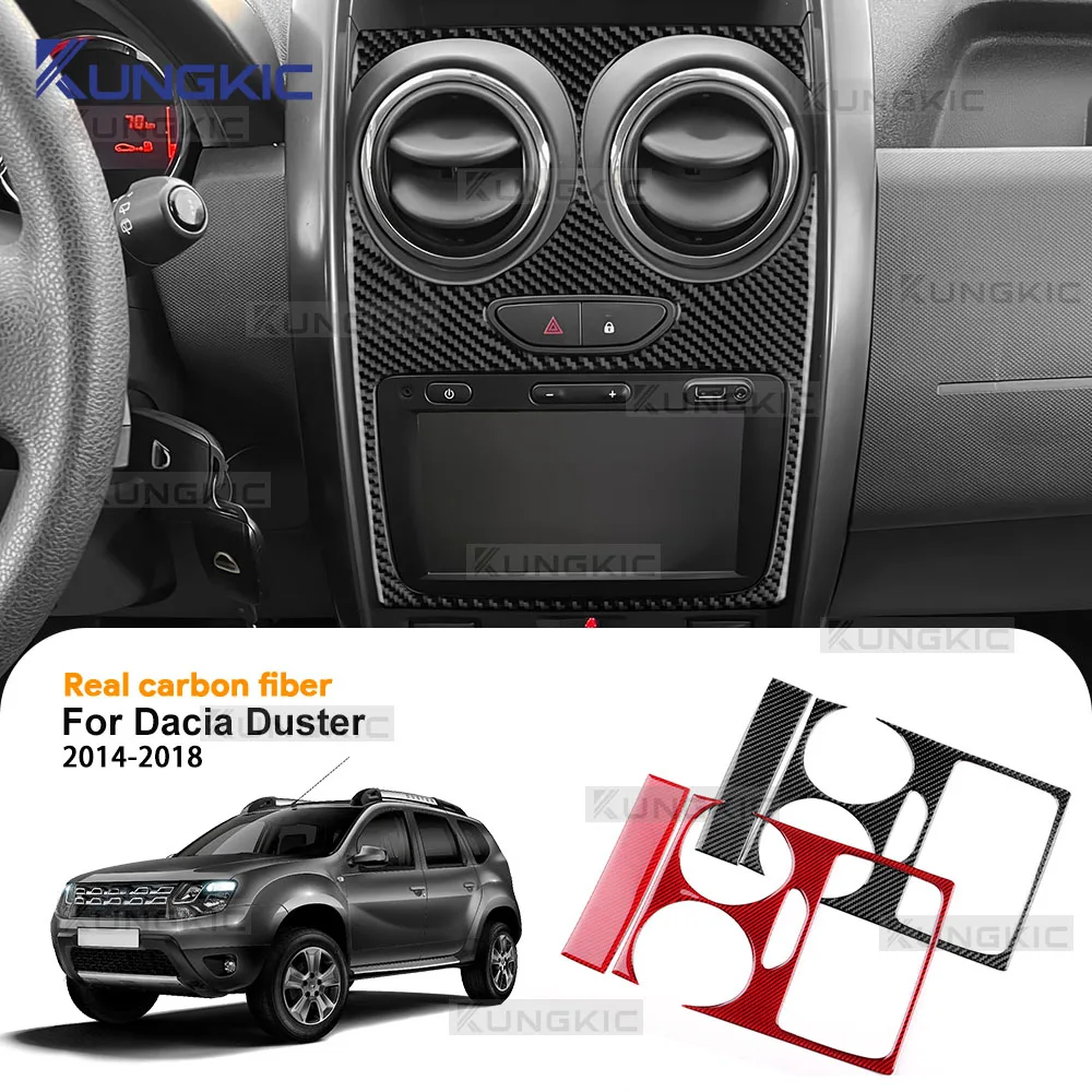 

Настоящая мягкая наклейка из углеродного волокна для Dacia Duster 2014 2015 2016 2017 2018, LHD RHD, автомобильная отделка центрального экрана управления, аксессуары