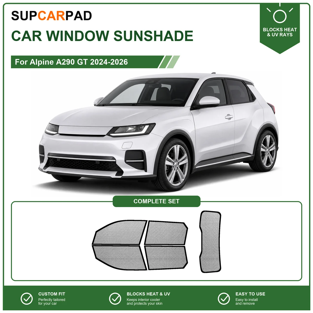 For Alpine A290 GT 2024-2026 Full Set Car Window Sunshades UV Block Privacy Heat Insulated Foldable Car Curtain