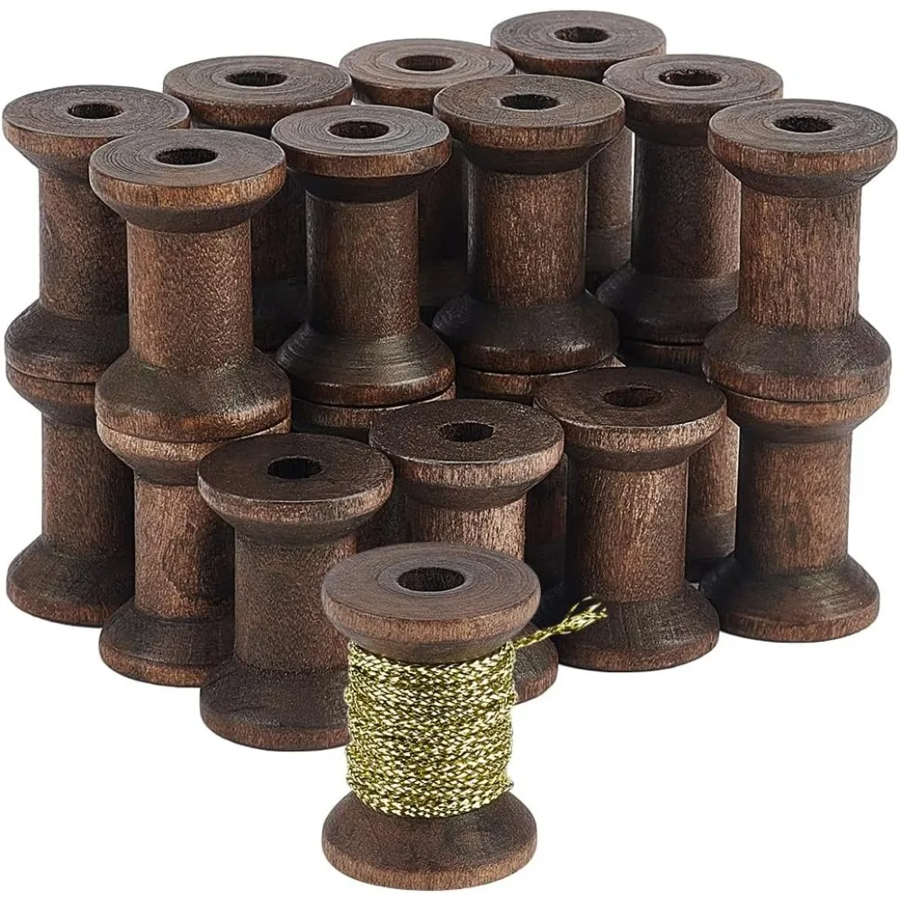 30Pcs Antique Wooden Empty Spools, 1.18\