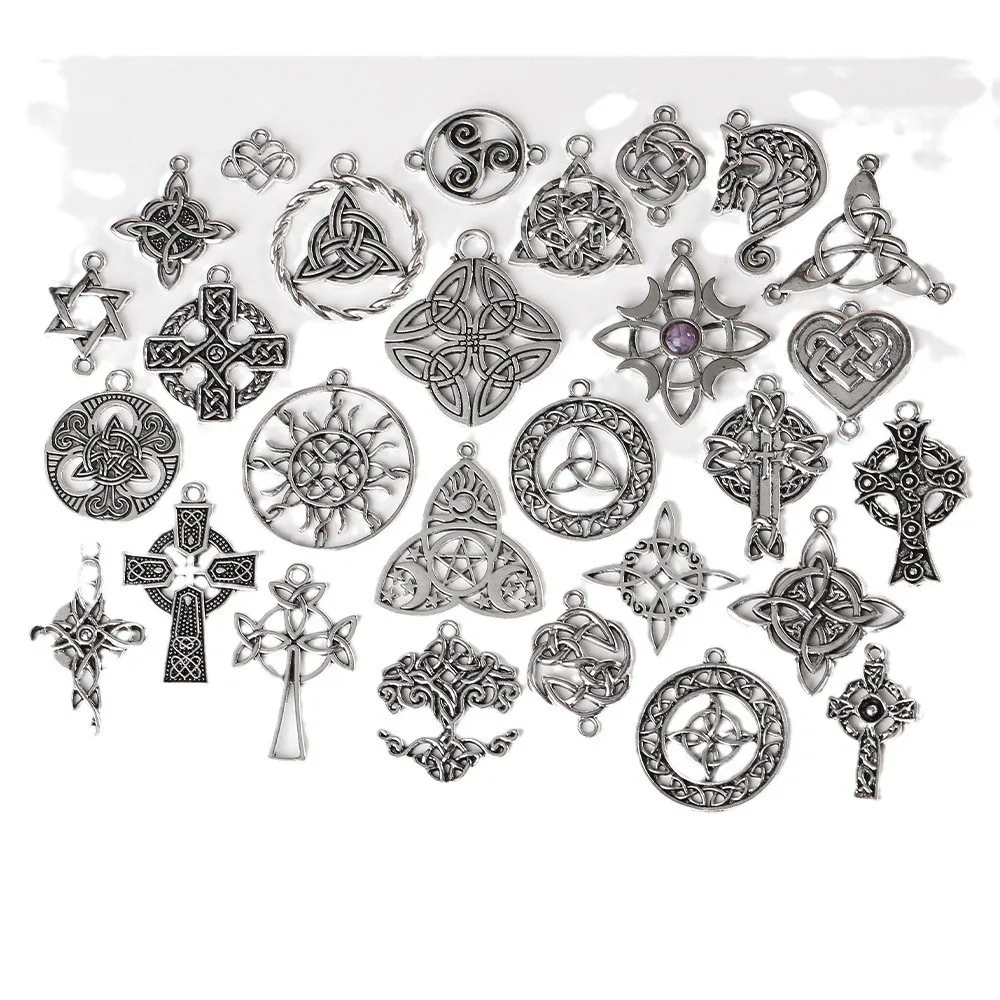 قلادة عقدة ريترو كيت، إكسسوار مجوهرات مصنوع من خليط معدني متعدد المواصفات، قلادة على شكل زهرة نجمة أربعة مدببة