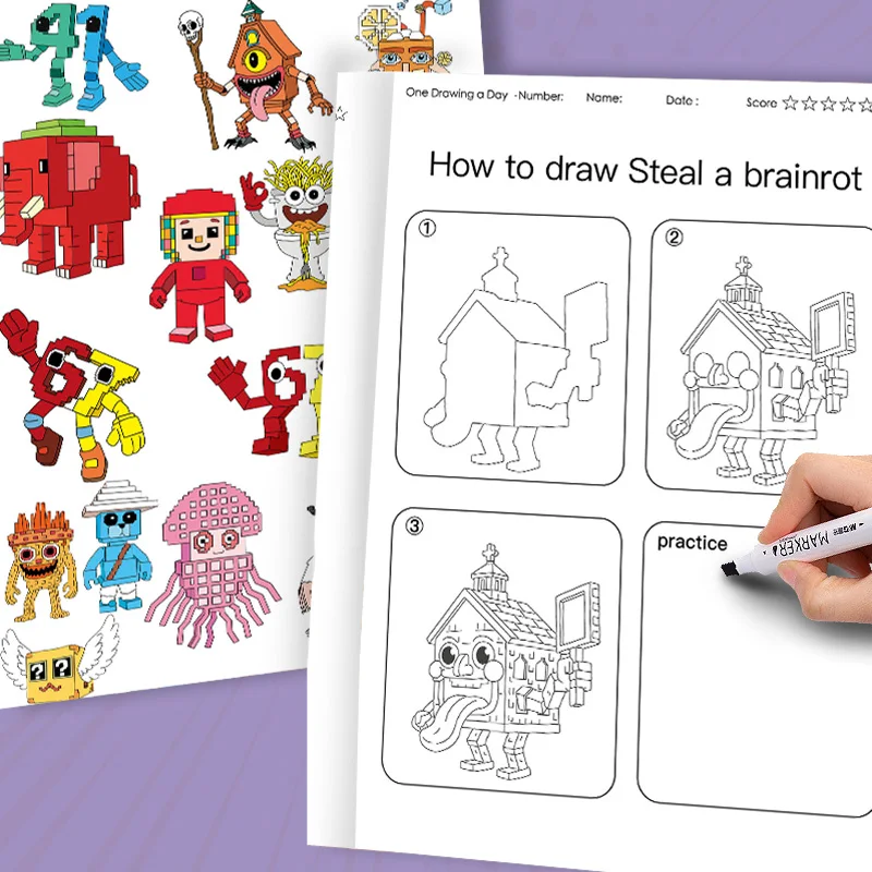 So zeichnen Sie: Ein Aktivitätsbuch zum Thema „Steal a Brainrot“: Einfache Schritt-für-Schritt-Anleitungen | Lustiges Meme-Kreaturen-Kunstbuch für Kinder – Detail 3