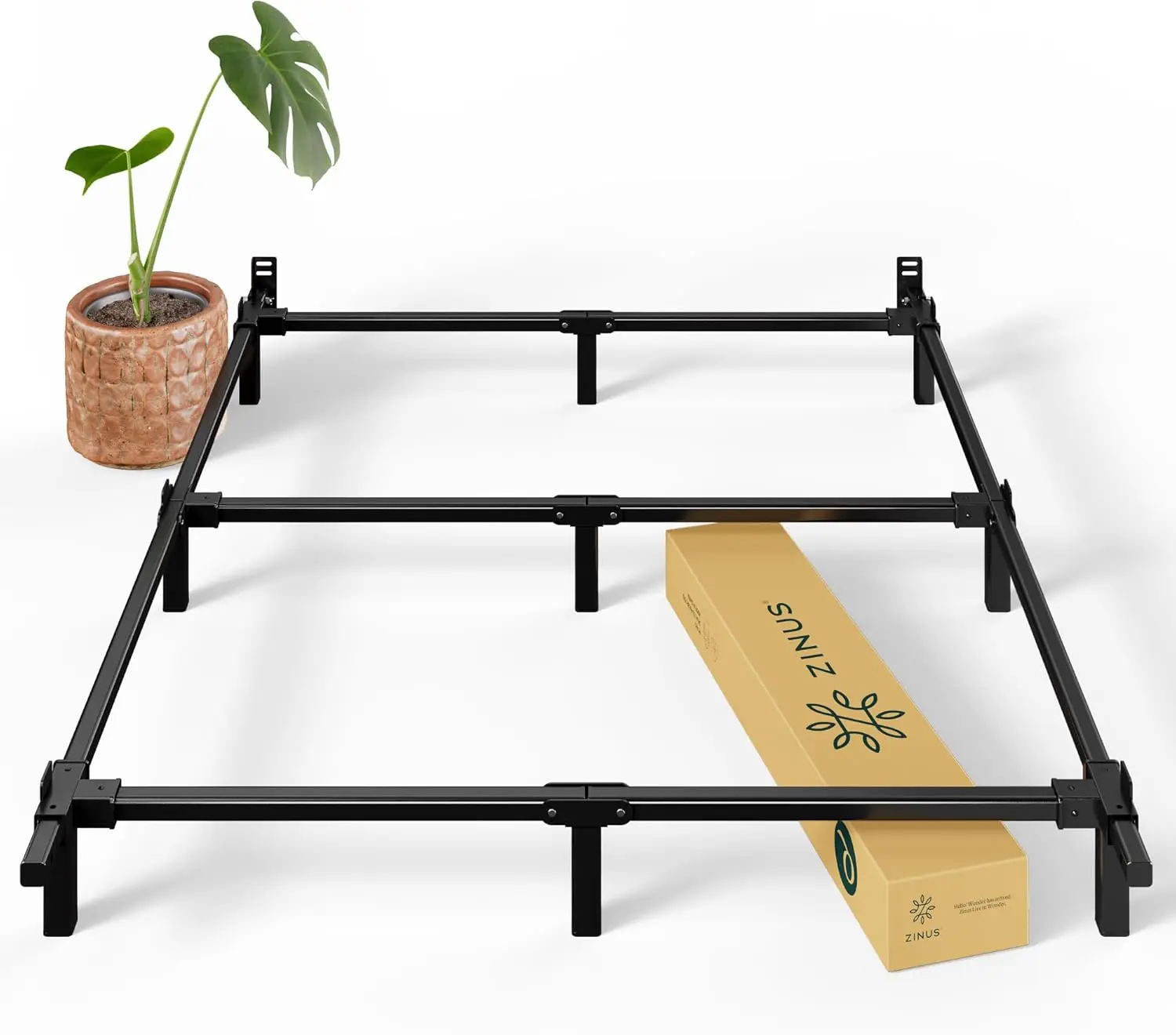 

7-Inch Compact Metal Bed Frame, Full Size Black, Supports Box Spring & Mattress