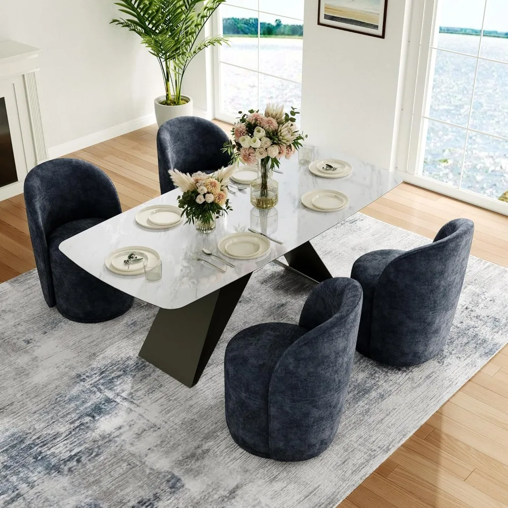 

Swivel Barrel Dining Chairs, Upholstered Modern Accent Chair for Living Room, Bedroom, Makeup Vanity, Dining Room, Kitchen.