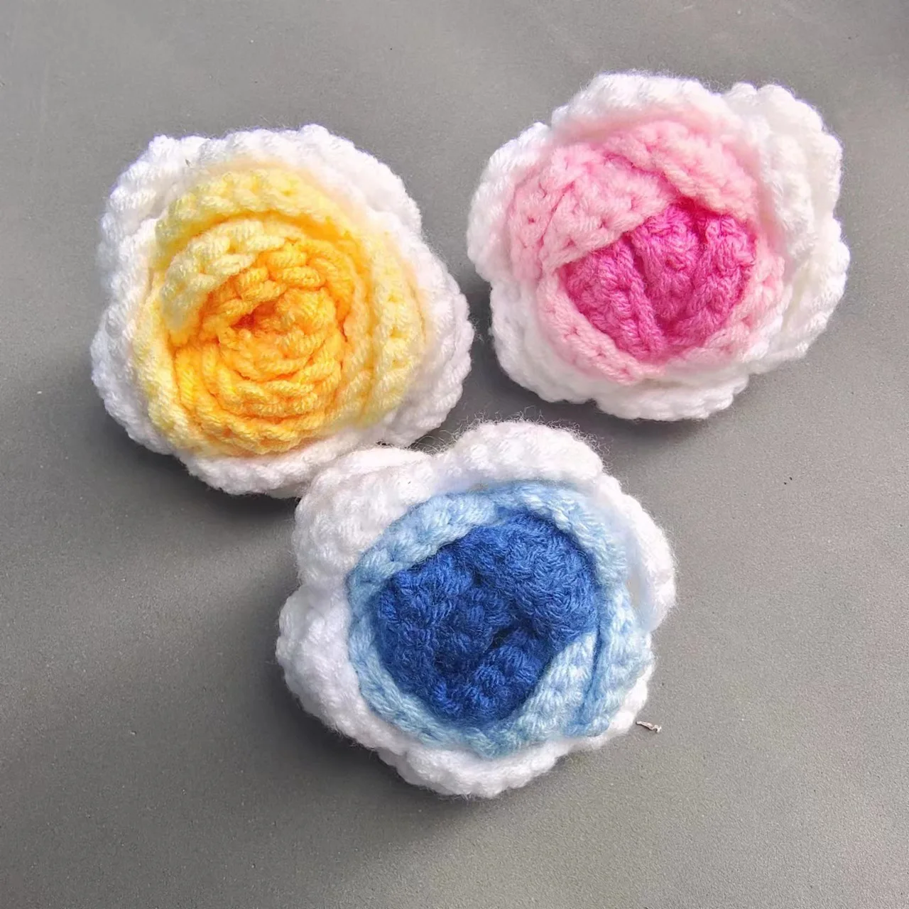 3Pcs Hand-crocheted Flower Head DIY Rose Sunflower Patch Clothing Wedding Accessories For Valentine's Day Gifts