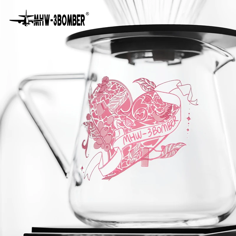 MHW-3BOMBER 500 مللي خادم القهوة المنقط صب أكثر من صانع بروير وعاء الزجاج خادم القهوة هدية عيد الحب مقهى الملحقات