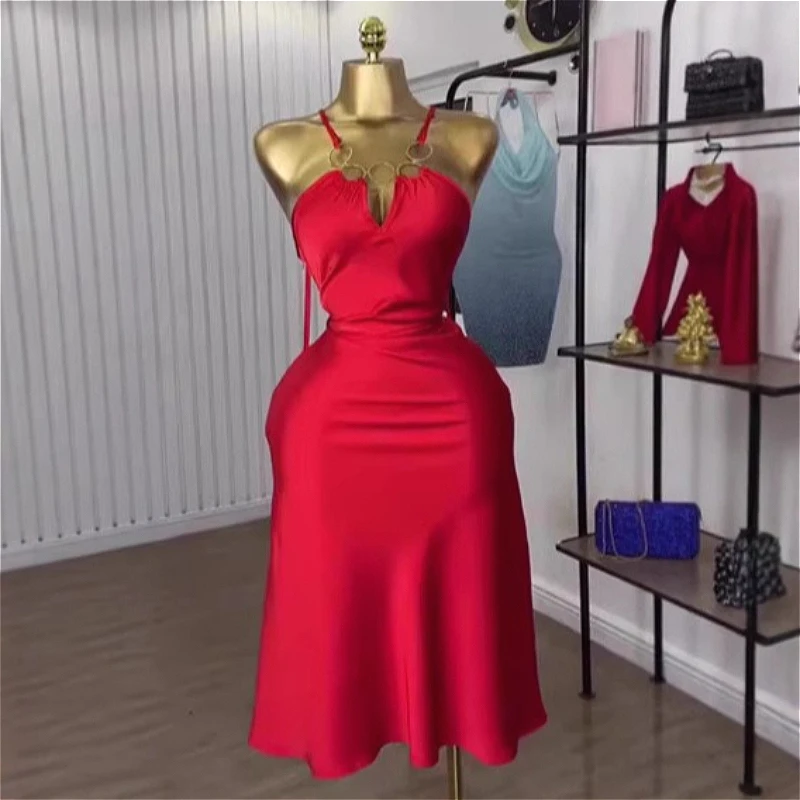 Kurzes Kleid Damen Sexy Kleider A-Linie Vestidos Y2k Streetwear V-Ausschnitt Ärmellos Elegant Party Nacht Arbeit Hohe Taille 2026 Sommer