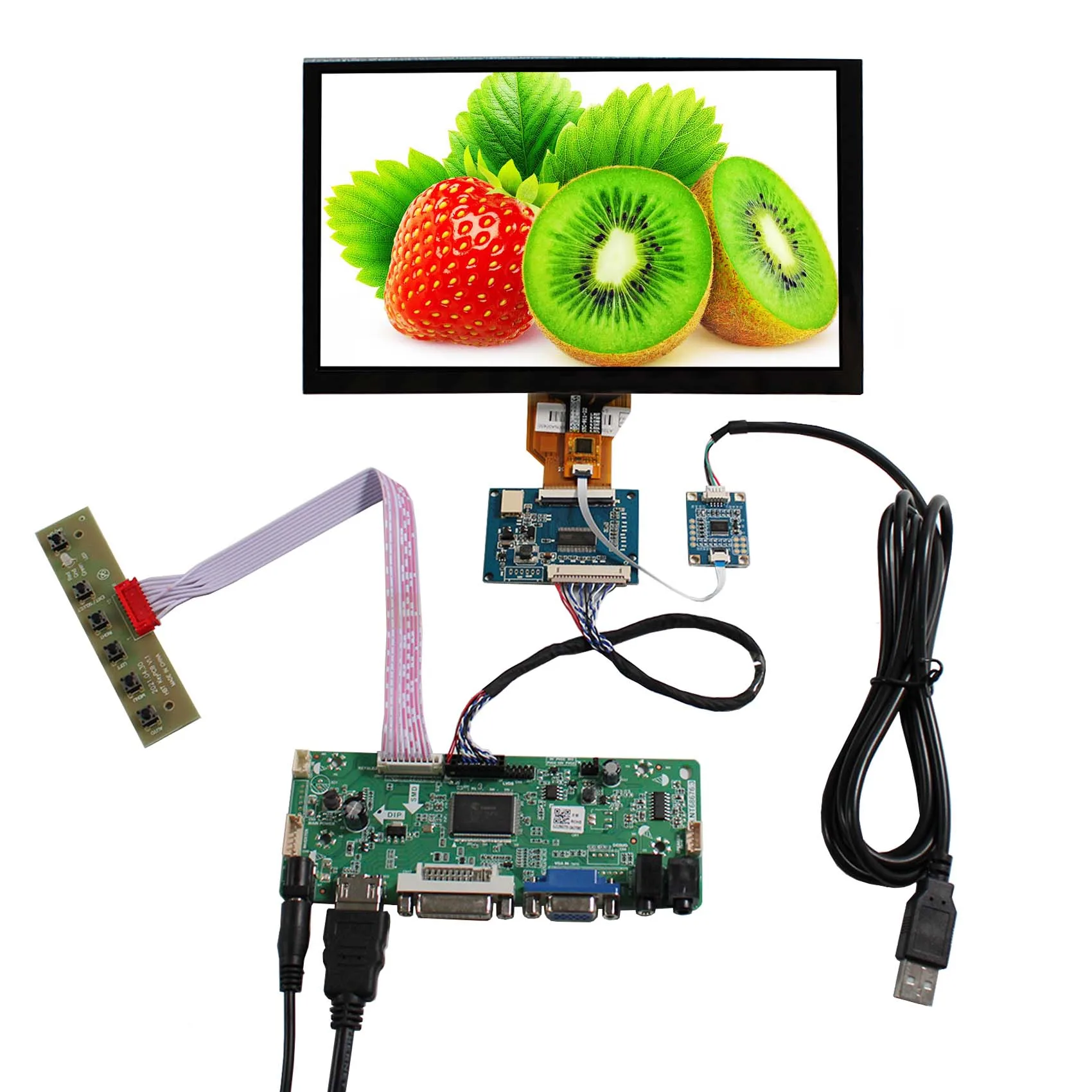 HD MI DVI VGA LCD Controller Board With 9 in 800X480 Capacitive Tocuh Panel LCD