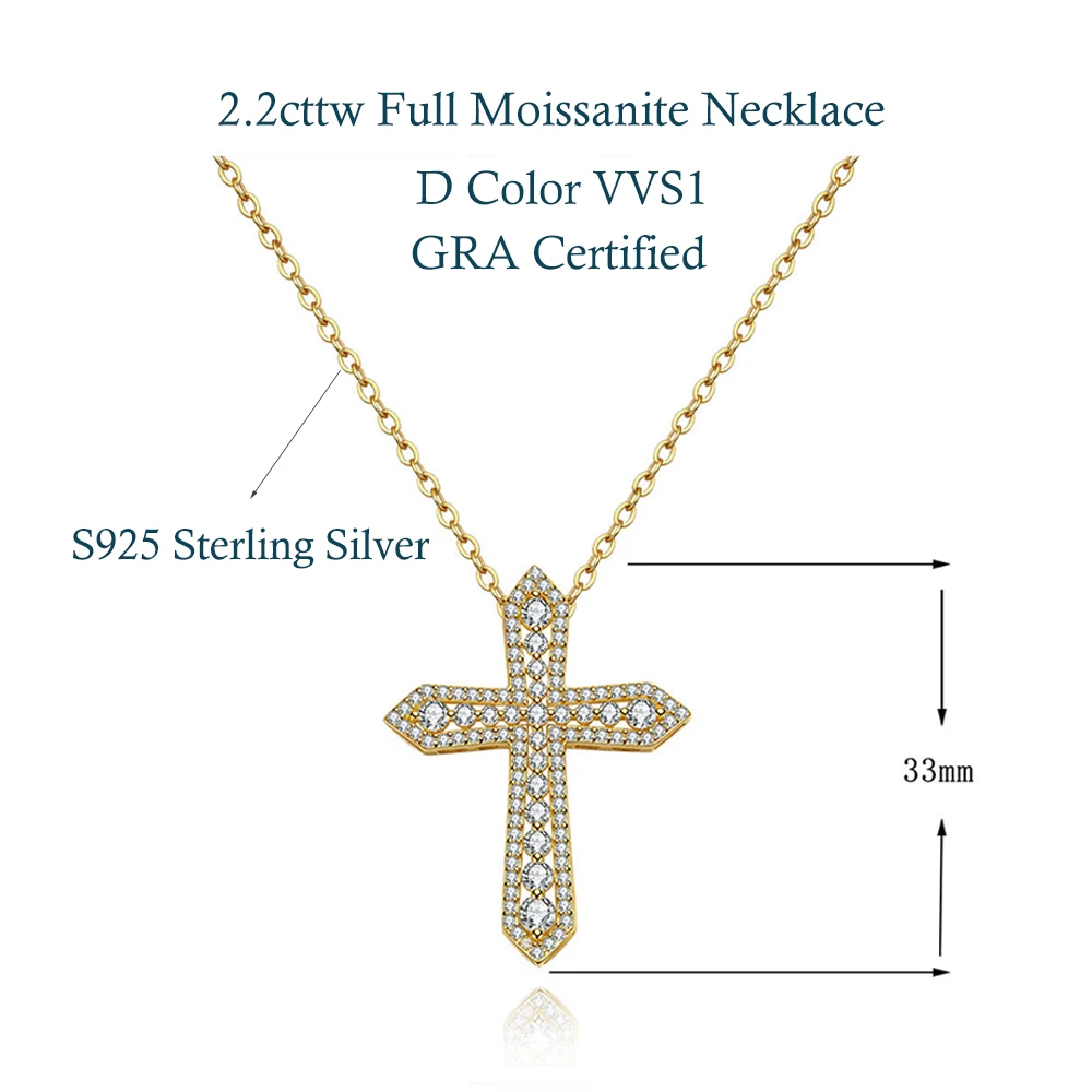 MUXIFC كامل مويسانيتي الصليب قلادة قلادة للنساء S925 فضة مطلي 18k D VVS1 مختبر الماس سلسلة قلادة Jewely #5