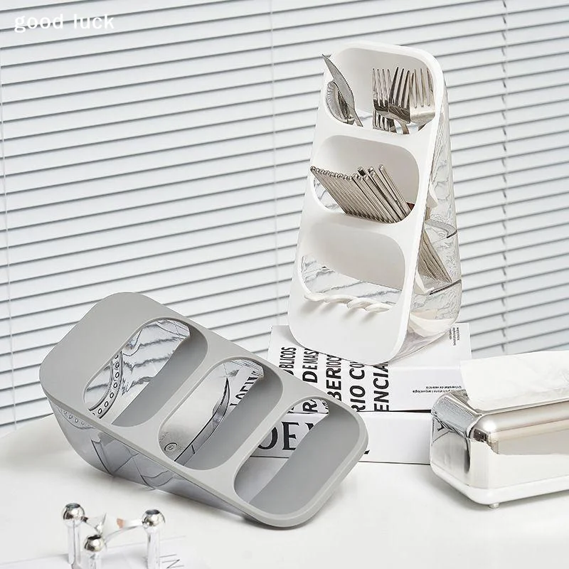 Multi-purpose Desktop Storage Box Kitchen Utensils Chopsticks Knives And Forks Storage - Three-layer Design - Cosmetics Storage