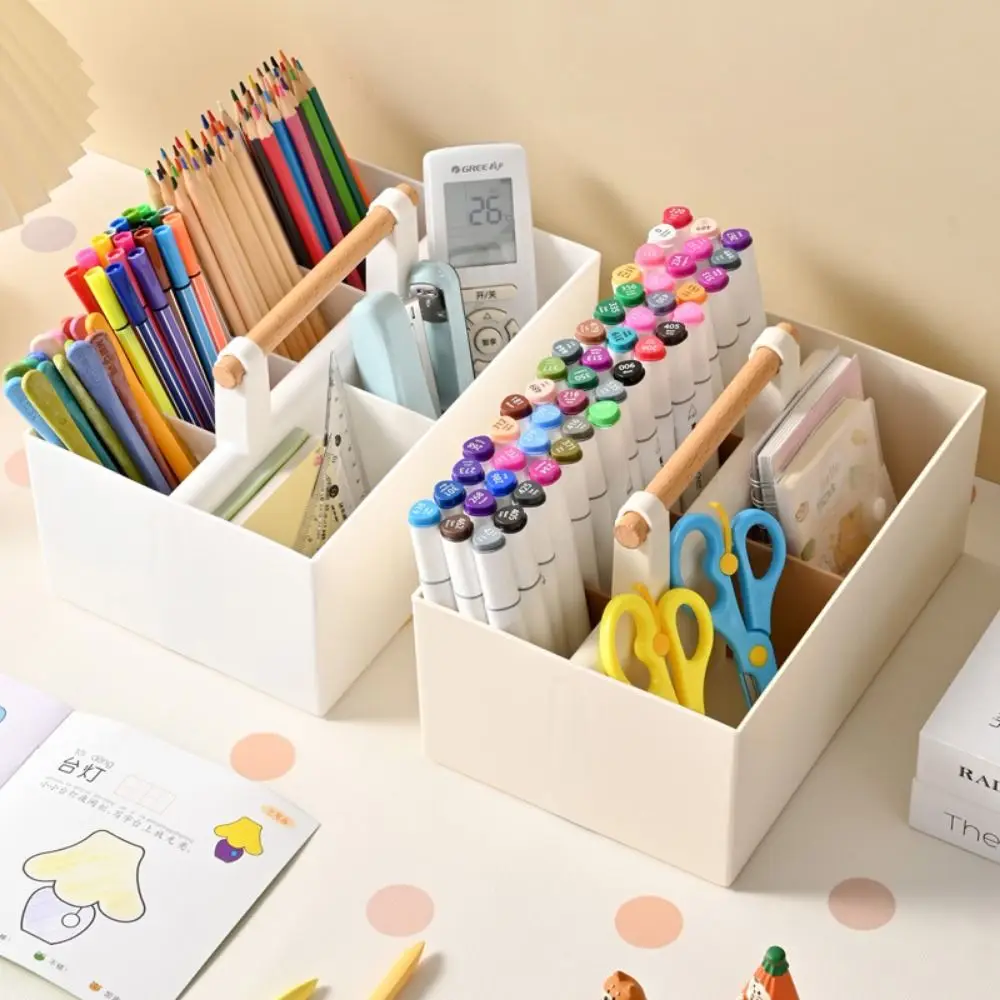 Portable PP Pen Holder 8 Grids Adjustable Desktop Storage Box Durable Large Capacity Desktop Sundry Storage Basket Home