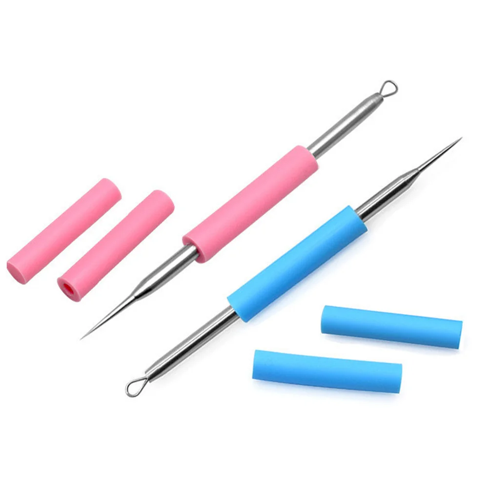 Silicone Cover Blackhead Comedone Zit Pimple Spot Facial Remover Needle Pin Tool Extractor (Pink) pimple remover