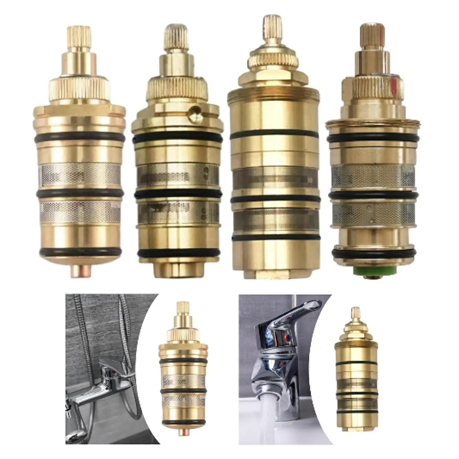 Thermostatic Mixer Valve Replacement Brass Copper Core for Bath Shower Faucet Tap Water Temperature Control Spool