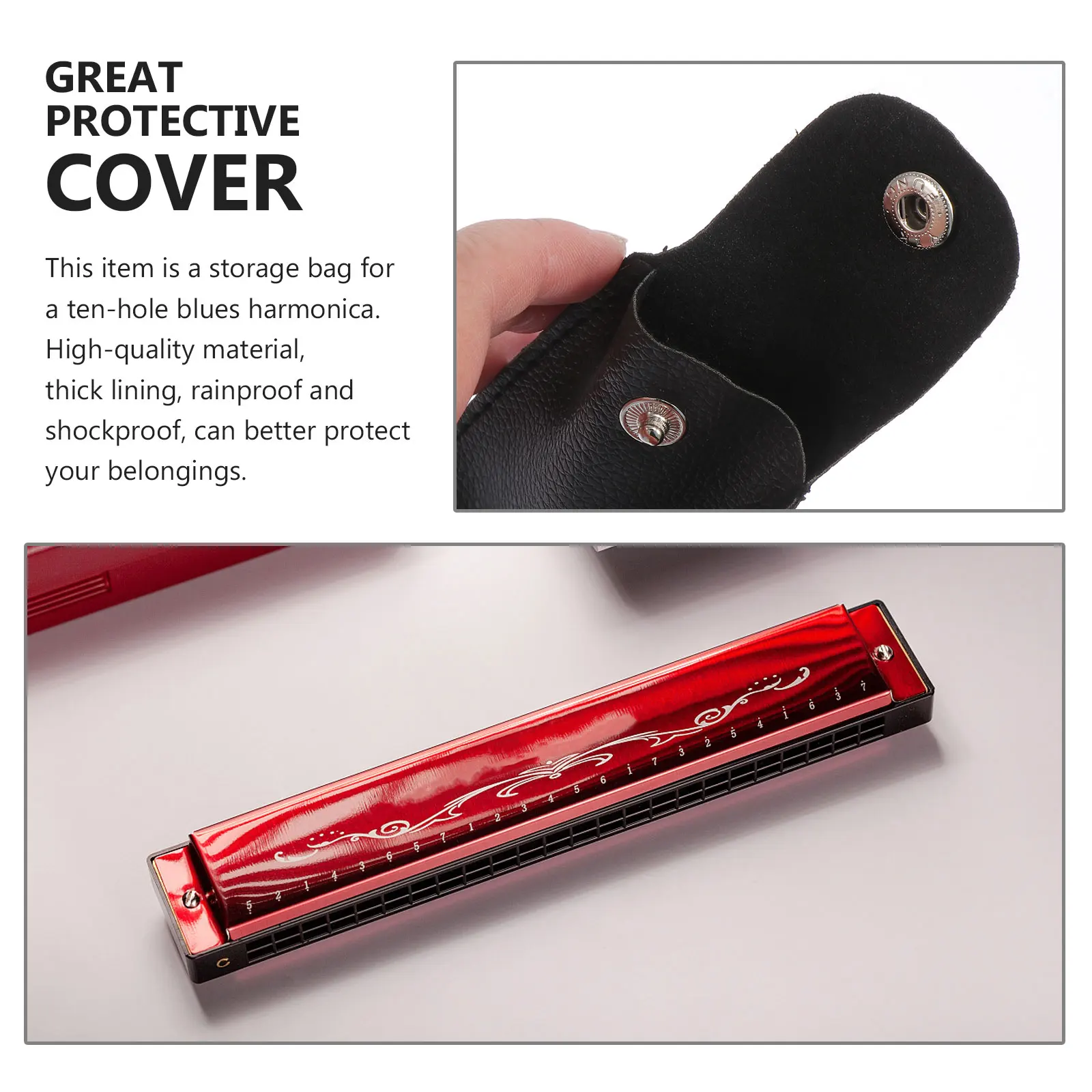 

2pcs Portable Harmonica Storage Pouch Premium Quality Lightweight Case For Musician Travel Use Black Harmonica Container