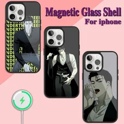 Under the green light Jin Cheongwoo Phone Case For iPhone Charging 13 14 15 11 12 Pro Max Plus Glass Magsafe Magnetic Cover