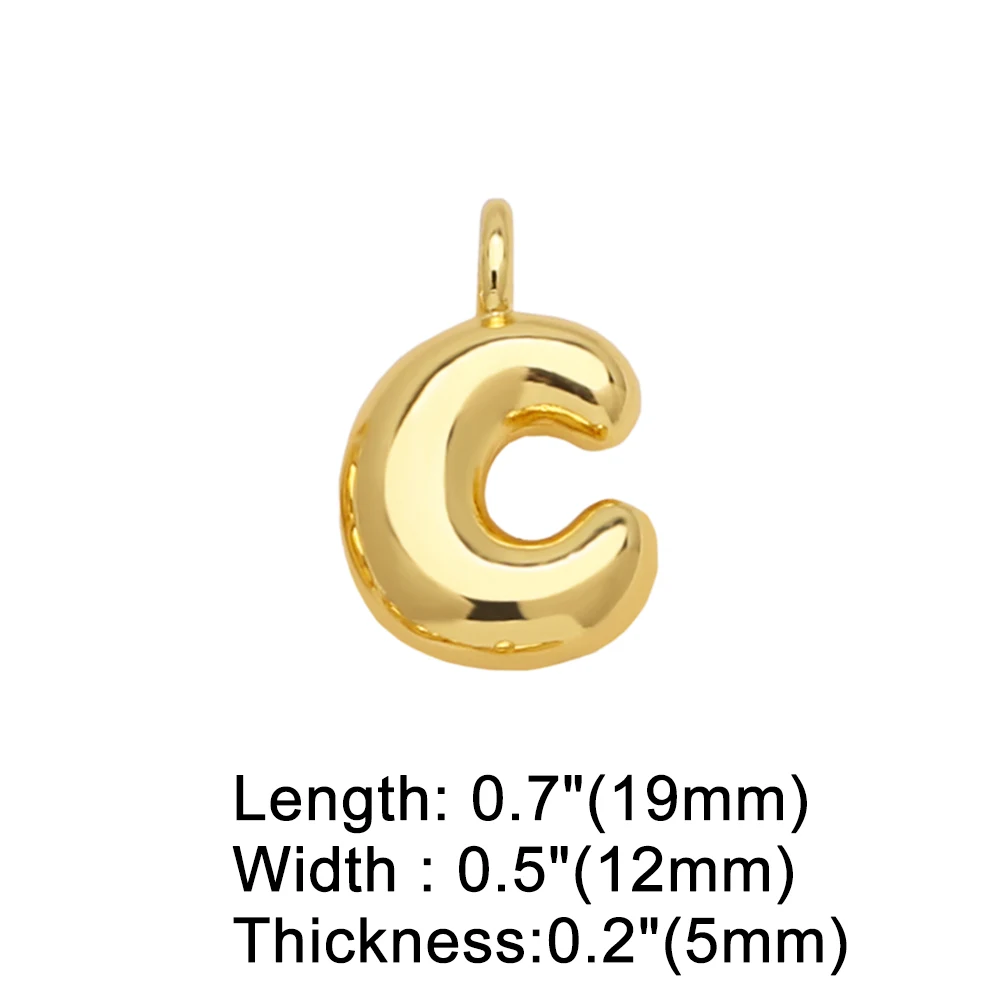 OCESRIO Polish Mini Gold Color Ballon Initial Letter Necklaces Pendant Copper Gold Plated Jewelry Making Supplies pdtb501