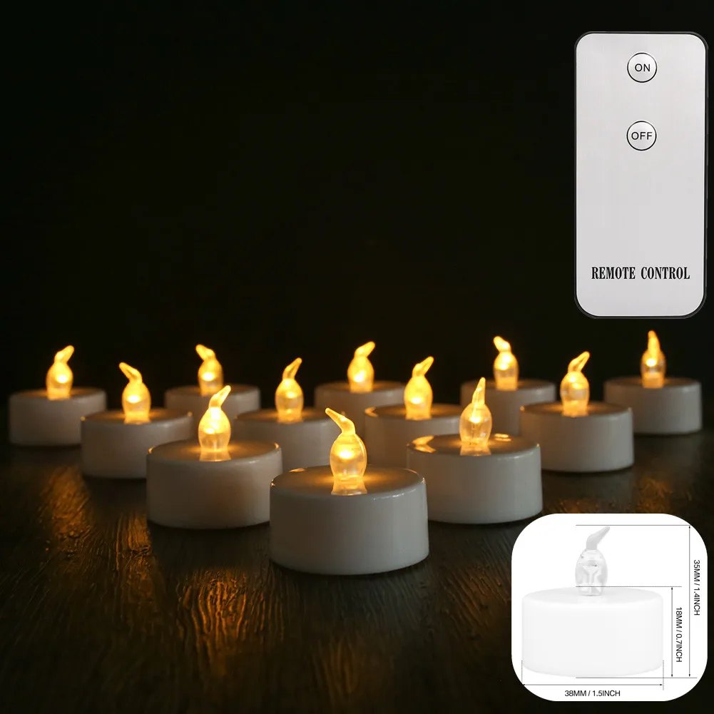 12/24 Pack Warm Gele LED Vlamloze Flikkerende Theelichtkaarsen Batterij Aangedreven Perfect Voor Bruiloft Festival Kerst Decor ﻿