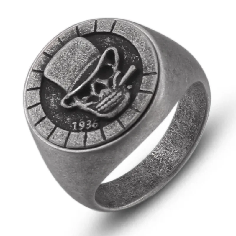 Punk Rock Stainless Steel Smoking Skeleton Skull Rings for Men Jewelry Size 8-12