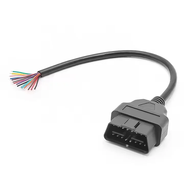16 Pin OBD2 OBD-II Male Connector to Open Plug Wire OBD Diagnostic Extension Cable Pigtail for DIY