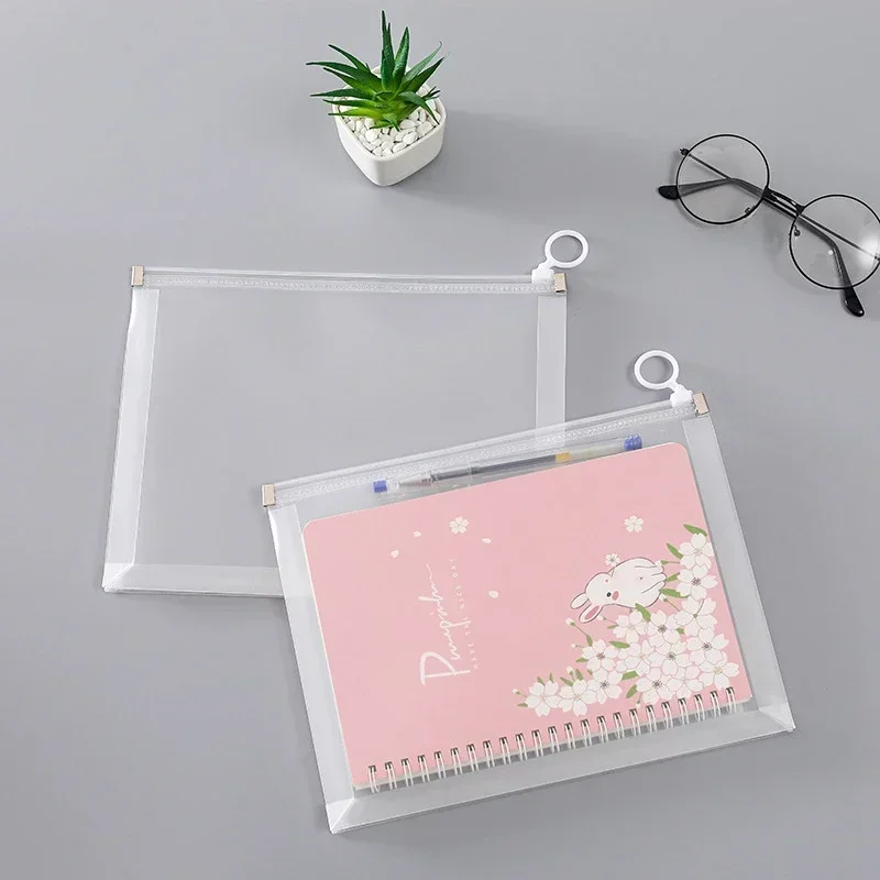 Sac de rangement transparent en poudre avec fermeture éclair, porte-documents, livre, fichier, trousse à crayons, cosmétiques, maquillage, A4, A5, dieux