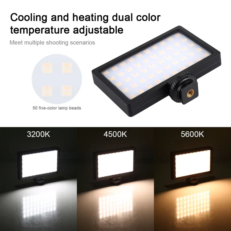 Lampu kamera LED 800LM RGB, lampu fotografi warna penuh dapat diredupkan temperatur Vlog pada 100