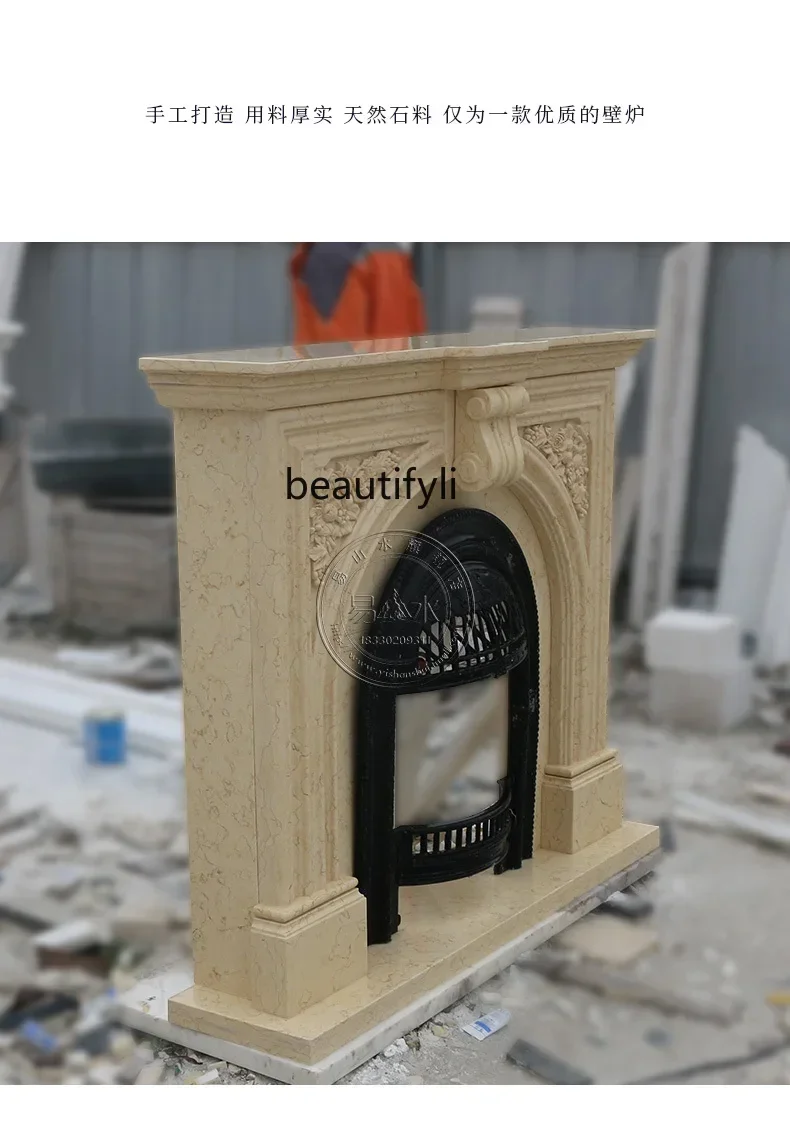

Yy Marble mantel European carved natural stone decorative cabinet villa, heating stone fireplace custom