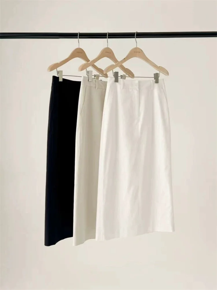 ارتفاع الخصر مستقيم الساق ميدي تنورة الصيف Dongdaou بسيطة تنوعا التخسيس ألف خط ميدي تنورة للنساء Faionable عادية S...