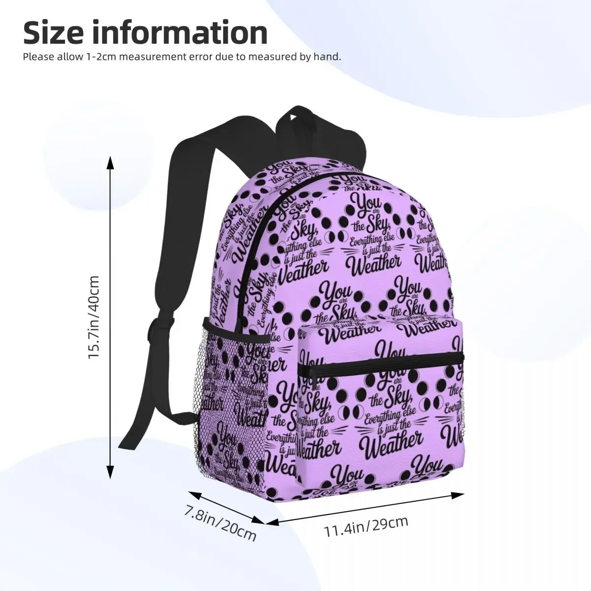Yoga Quote You Are The Sky Backpack Daypack سعة كبيرة للأطفال حقيبة كتب مدرسية حقائب كتف للرجال والنساء