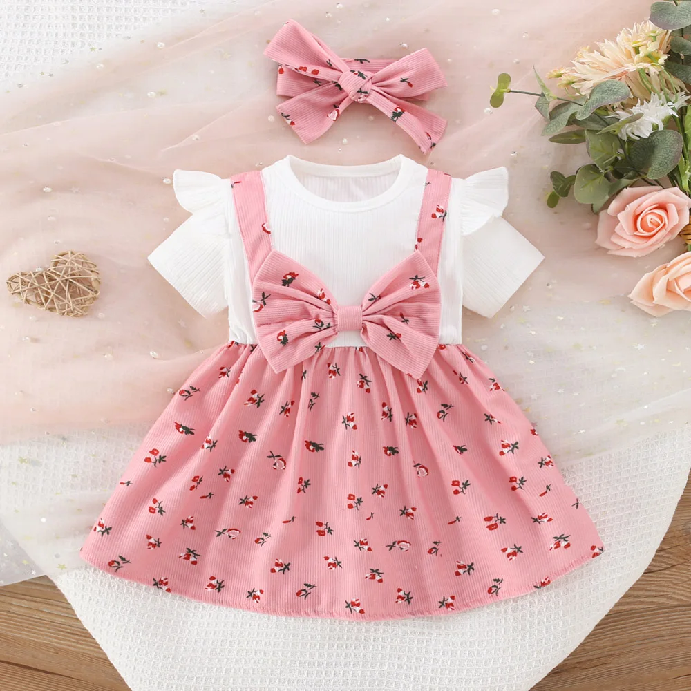 0-3 year old girls summer short sleeved floral baby princess dress