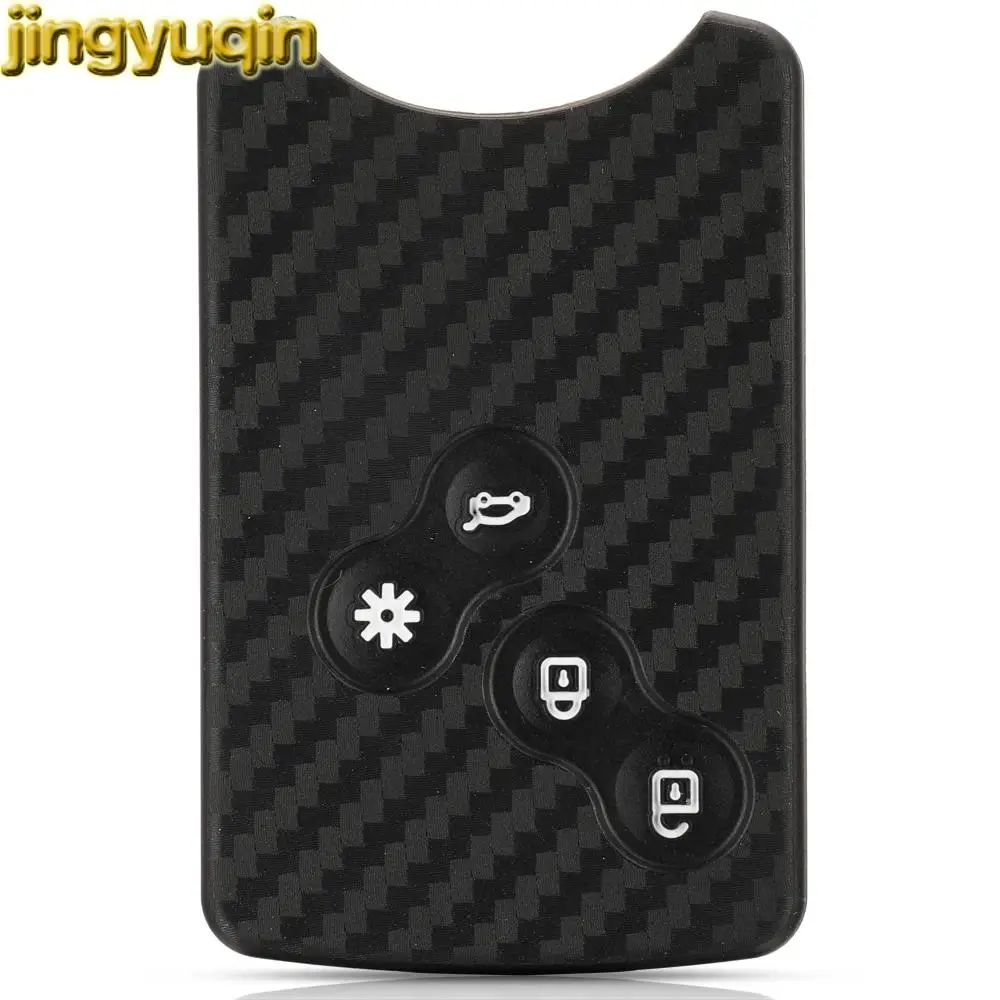 Jingyuqin New Carbon Silicone Key Case Cover For Renault Megane 4 Talisman Kadjar Koleos Fluence Captur Laguna Latitude Scenic