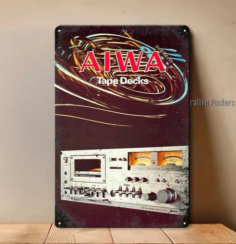 Aiwa Tape Deck Vintage Audiophile HiFi Metal Poster Sign Size:8*12 ()