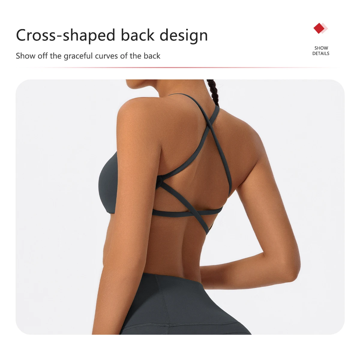 Hearuisavy Sommer Damen Sport-BH Unterwäsche Sportbekleidung Gym-Top Yoga-Kleidung Atmungsaktiv Schnelltrocknend Lauf-Pilates-Fitness-Top – Detail 7