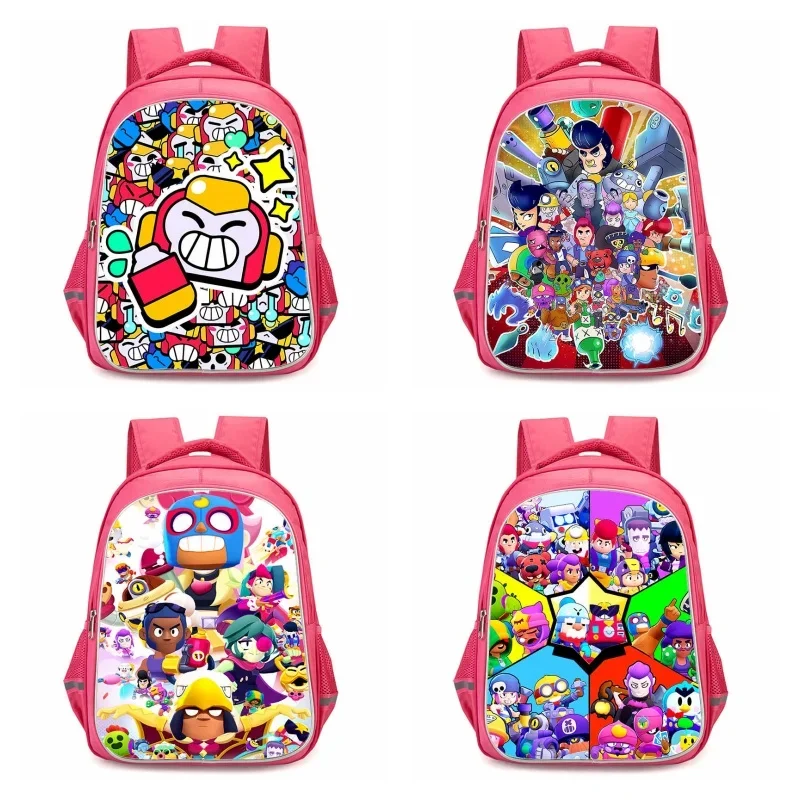 

16-inch School Bags with Double Zipper Pocket,Cartoon B-rawl Bags for Girls,Durable Stars Kids Bags for Pupil Students