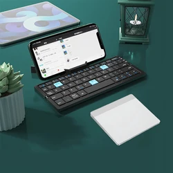 Foldable Wireless Keyboard and Mouse trackpad Bluetooth Keyboard and Mouse Kit Multi Device Keyboard Mouse Combos for PC