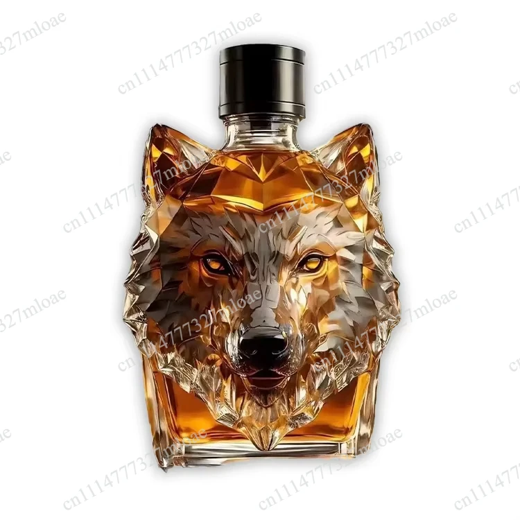 150Ml 350ml factory direct sales glass wine bottle, high borosilicate steel wolf-shaped custom whiskey decanter manufacturer