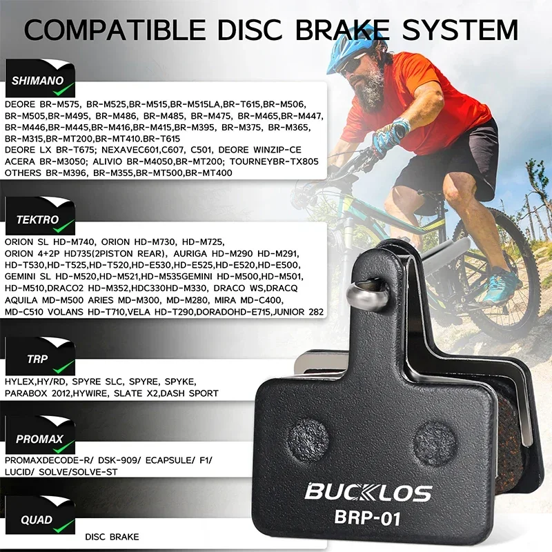 BUCKLOS Semi-Metal Bike Disc Brake Pads for SHIMANO B01S B05S Brake Pads for M485 M575 M475 M495 M525 Hydraulic Disc Brake Pad