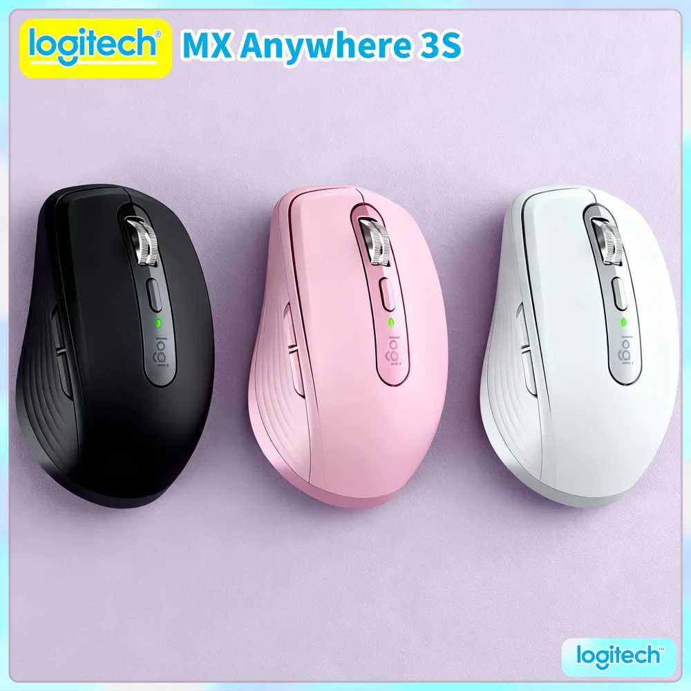 Compact Logitech MX Anywhere 3S Mouse - 8K DPI, Hyper-Scroll, Silent Click, USB-C Charging For Travel & Office