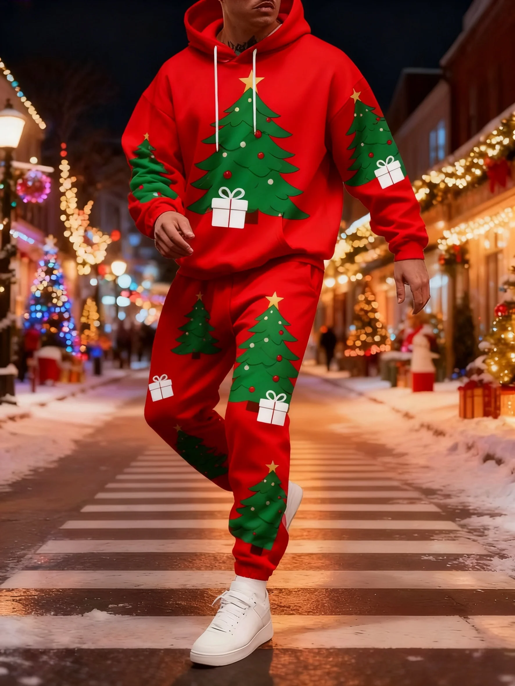Christmas Tree Two Piece Hoodie Pant Sets Santa Claus 3d Print Set Men Women Fashion Hoodie+Pant Set Gift Jogging Suits