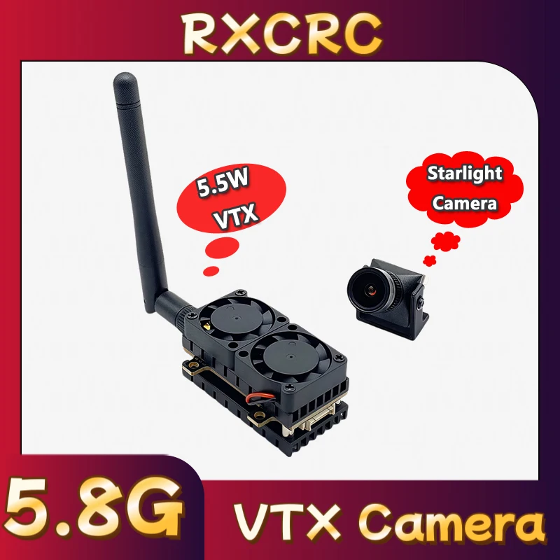 

RXCRC FPV 30KM 48CH 5.8G 5.5W VTX Transmitter CMOS 1800TVL Starlight Night Vision Camera for RC FPV Long Range Fixed-wing Drones