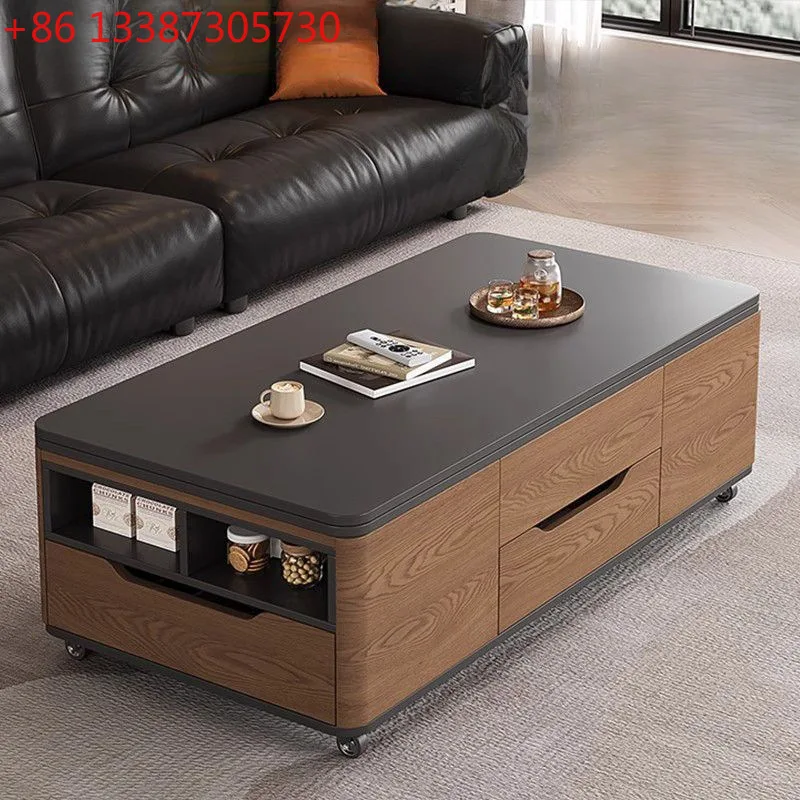 

Средневековый журнальный столик из цельного дерева, обеденный стол, подъемный, многофункциональный, встроенный, двойного назначения