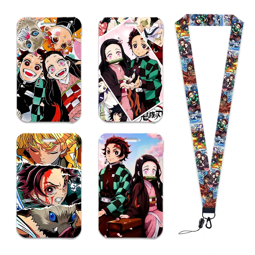 

Japanese Anime Kimetsu No Yaiba Lanyard For Keys Chain ID Credit Card Cover Bus Card Holder Charm Badge Holder Personalized Gift