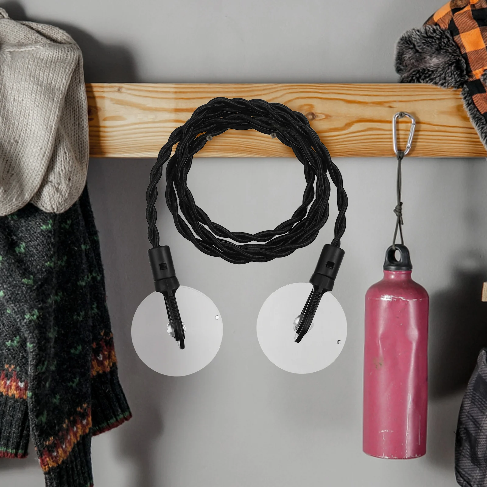 

2 pcs Portable Travel Clothesline Retractable With Suction Cups 8 Clips For Outdoor Camping Indoor Hotel Rv Use Clothes Lines