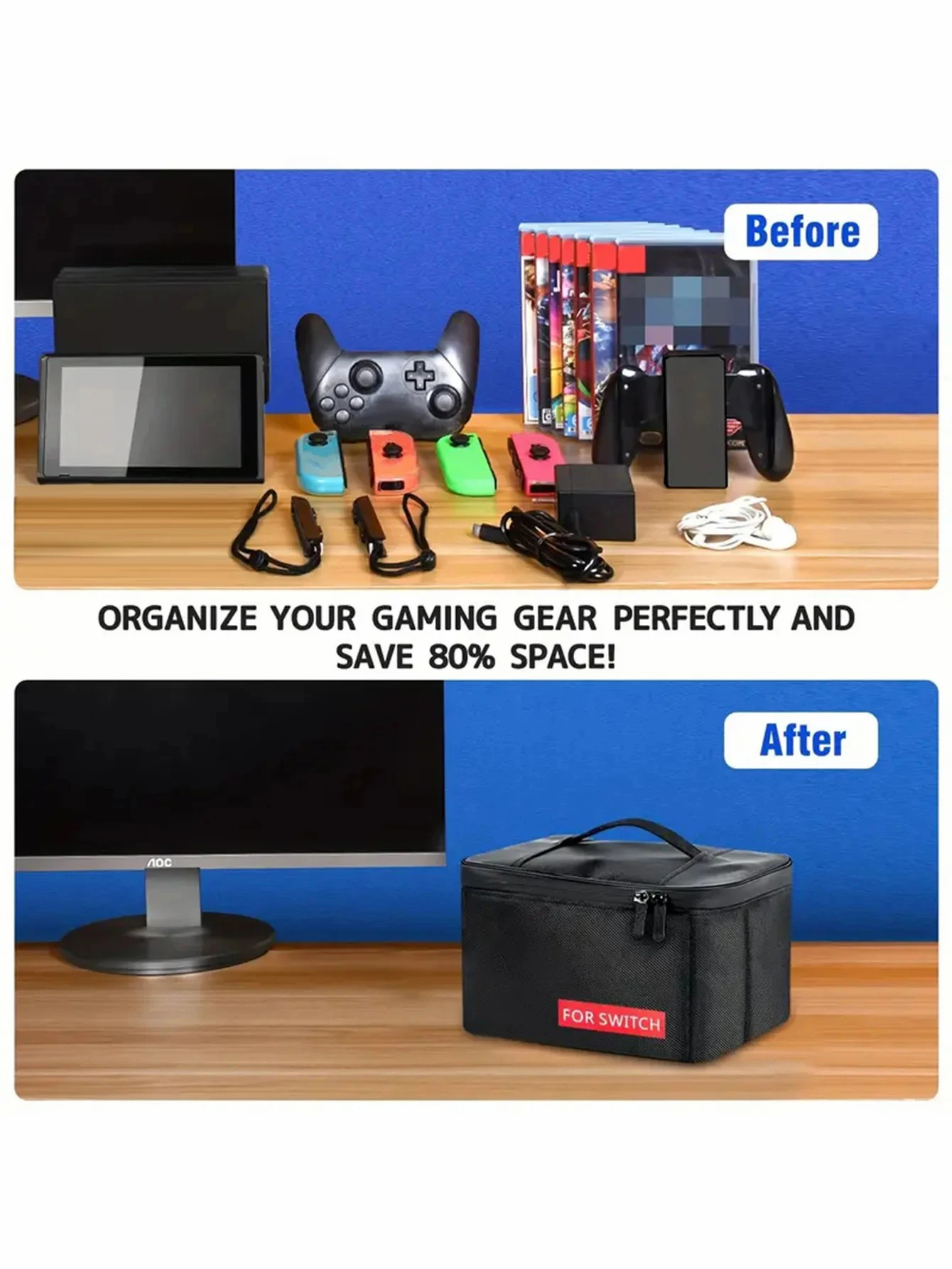 Suitable for Nintendo SwitchSwitch OLED travel bag, soft case protection, portable switch case, detachable compartment