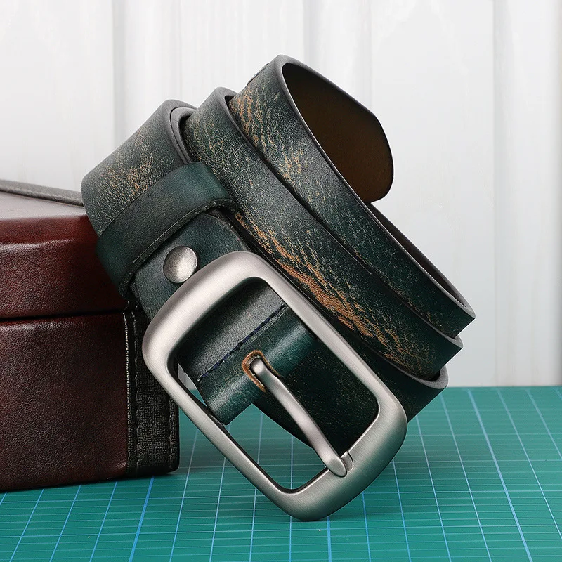 

Korean Version Real Leather Belt, Women's Genuine Leather Handmade Retro Stitching Decoration Women's Casual and Versatile Belts