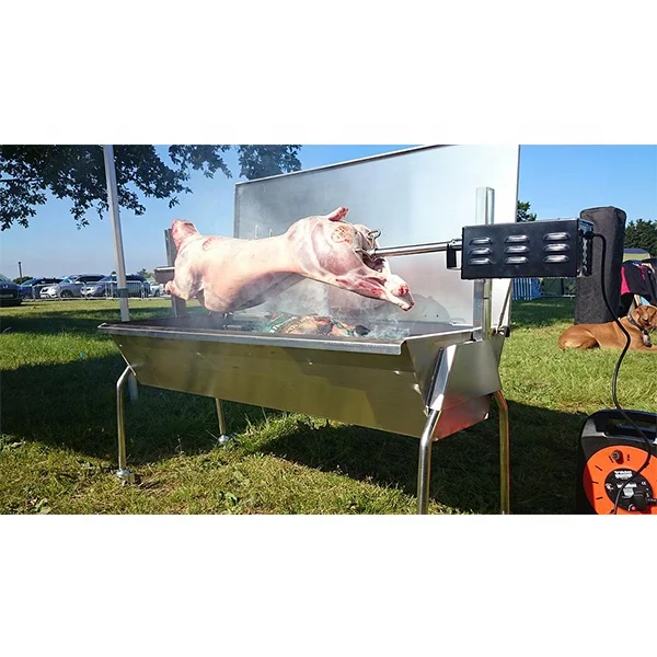 

Lamb Pig Goat Charcoal Barbeque Grill Spit Rotisserie Hog Roasting Machine With Wind Shield 80kg Motor