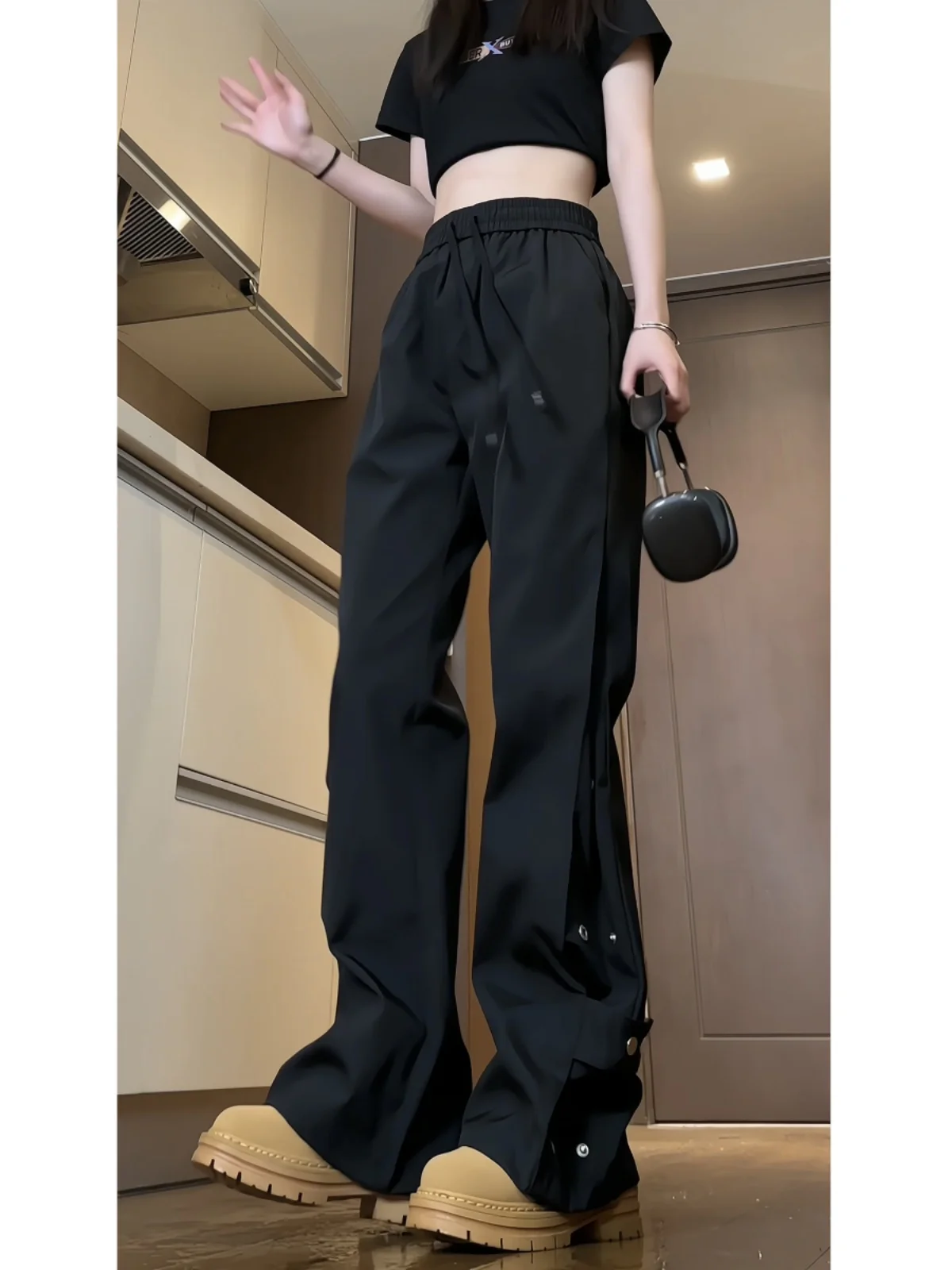 

Men's Straight Leg Casual Pants Autumn 2024 New Style American Functional Trousers Slim Fit Micro Flared Pants Fashionable