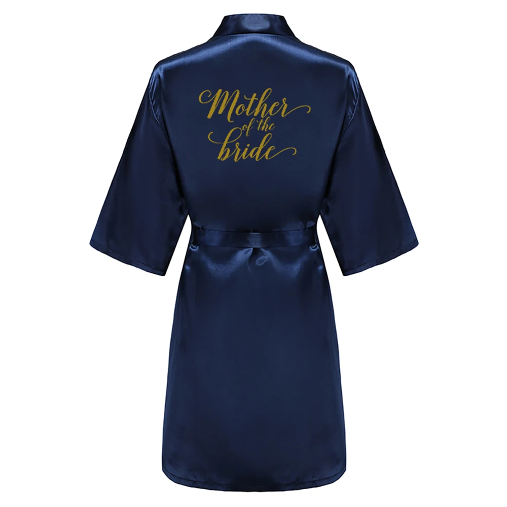 New Navy Blue Bathrobe Bride Satin Robe Women Getting Married Bride Hen Party Sisters Sqaud Mother Wedding Bridesmaid Robes