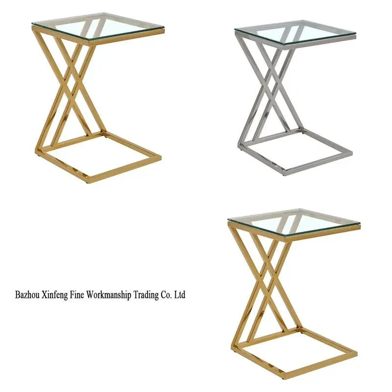 Modern Nordic Luxury Square Coffee Table with Tempered Glass Top and Metal Legs for Living Room Side End Table Furniture