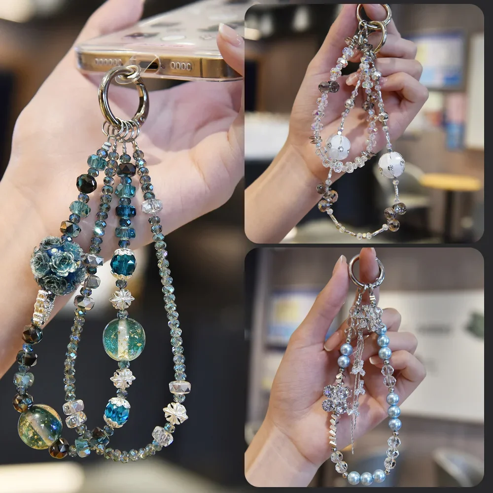 

998Mobile phone accessories, flower lanyards, fashionable crystal bag pendants, mobile phone lanyards