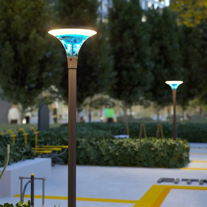 Lámpara de pie moderna, lámpara de patio, farola LED impermeable para exteriores, energía solar, escaleras descendentes, pasillo, techo
