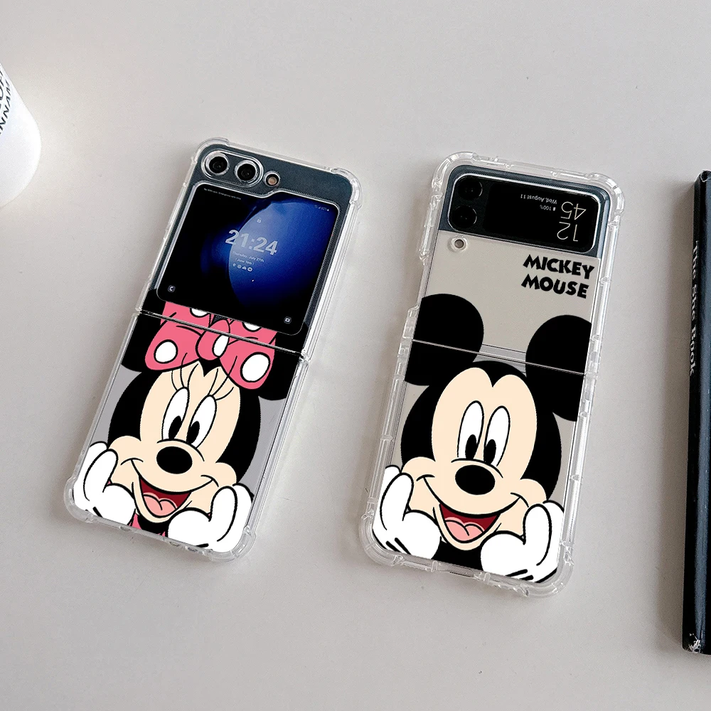 Cartoon Cute Mickey Minnie Phone Case for Samsung Galaxy Z Flip 3 4 Z Flip 5 Z Fold 4 5G PC Soft Anti-fall Back Cover